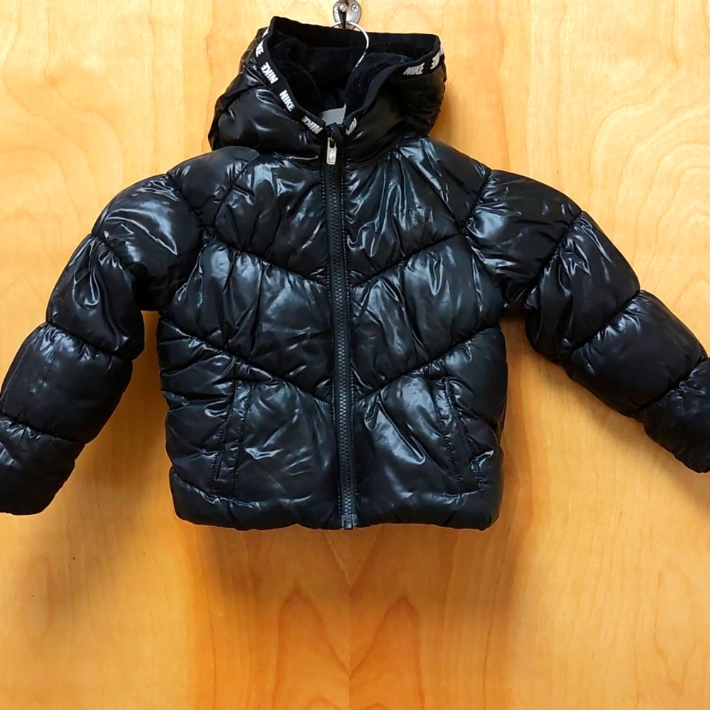 Nike 24M Black Chevron Cinched Puffer Jacket Baby Toddler